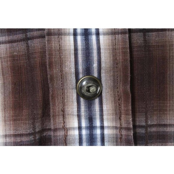 PANHANDLE Slim Brown & Navy Plaid Pearlized Snap Western Shirt Size Men's XL - Picture 5 of 5
